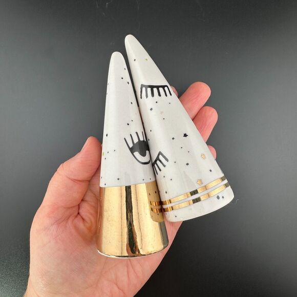 Two (2) Ceramic Porcelain Decorative Jewelry Ring Cone Holders Eye Eyelash 4.75" - Picture 6 of 7